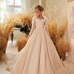 Stunning Royal Flower Girl First Communion Princess Dress
